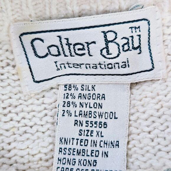 Vintage 80's Colter Bay Floral Silk Angora Women's Pull-Over Sweater XL - Picture 6 of 7